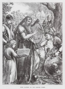 Król Alfred w duńskim obozie (rycina) autorstwa English School