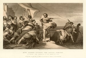 Król Alfred podżegający Anglo Sasów autorstwa English School