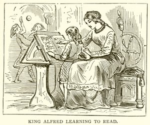 Król Alfred uczący się czytać autorstwa English School