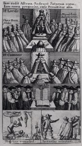 Król Karol II (1630-85) z izbami parlamentu, 1660 autorstwa English School