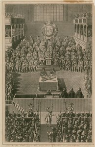 Król Karol I przed Wysokim Trybunałem Sprawiedliwości w Whitehall, 1648 autorstwa English School