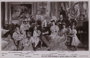 Król Edward VII i jego rodzina (lito) autorstwa English School