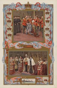 Pierwsze akty króla Edwarda VII jako władcy w 1901 r. (kolorowa litografia) autorstwa English School