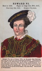 Król Edward VI (kolorowy grawerunek) autorstwa English School