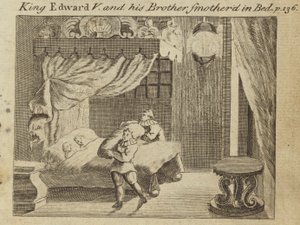 Król Edward V i jego brat udusili się w łóżku autorstwa English School