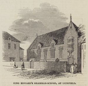 Gramatyka Króla Edwarda w Lichfield (grawerowanie) autorstwa English School