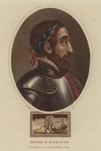 Król Henryk II Francji (kolorowy grawerunek) autorstwa English School
