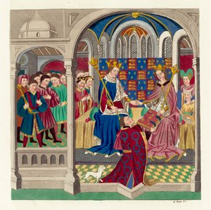 Król Henryk VI i jego dwór (kolorowy grawerunek) autorstwa English School