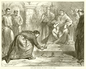 Król Jan przed legatem papieskim, 1213 autorstwa English School