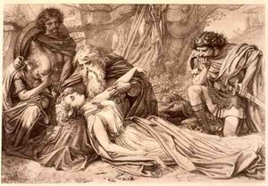 Król Lear, akt 5, scena 3, William Shakespeare (1564-1616) (rycina) autorstwa English School