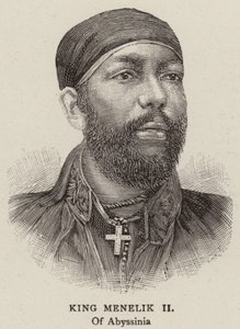 Król Menelik II (grawerunek) autorstwa English School