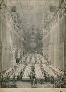 Król Wilhelm IV i Adelajda w Guildhall, Londyn, 1834 autorstwa English School