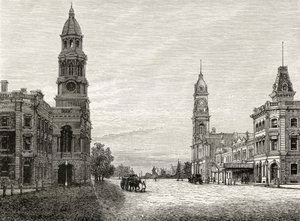 King William Street, Adelajda, ok. 1880, z „Australian Pictures” Howarda Willoughby