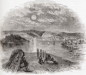 Kinsale, hrabstwo Cork, Irlandia w XIX wieku, ze strony Old England: A Pictorial Museum, pub. 1847 autorstwa English School