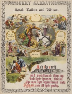 Korah, Datan i Abiram (kolorowy grawerunek) autorstwa English School