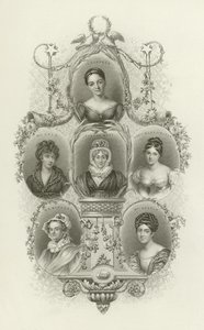 LE Landon, pani Opie, Hannah More, Lady Blessington, MR Mitford, pani Norton autorstwa English School