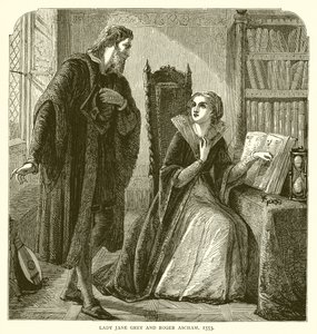 Lady Jane Grey i Roger Ascham, 1553 autorstwa English School