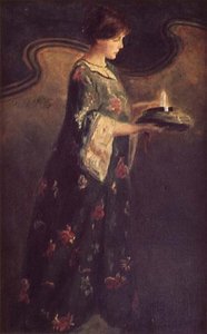 Dama ze świecą, ok.1890 autorstwa English School