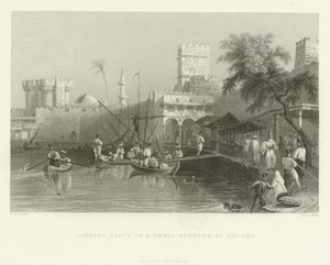 Miejsce lądowania w małym porcie na Rodos, 1837 autorstwa English School