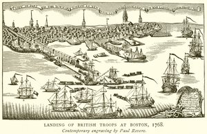 Lądowanie wojsk brytyjskich w Bostonie, 1768 autorstwa English School