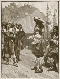 Lądowanie Karola II w Dover, 26 maja 1660, ilustracja z Cassells Illustrated History of England (zdjęcie w sepii) autorstwa English School