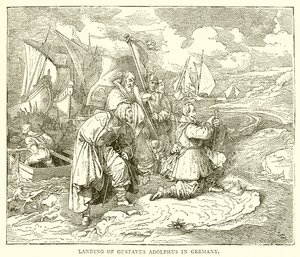 Lądowanie Gustavusa Adolphusa w Niemczech autorstwa English School