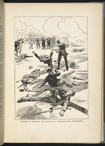 "Lądowanie Rosjan i masakra na Terminus Road, Eastbourne", ilustracja z książki "The Great War in England in 1897" autorstwa Williama Le Queuxa autorstwa English School