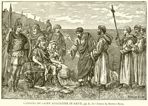 Lądowanie św. Augustyna w Kent, 597 r. n.e. autorstwa English School