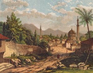 Krajobraz w Ziemi Świętej (kolorowa litografia) autorstwa English School