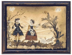 Krajobraz z postaciami i owcami autorstwa English School