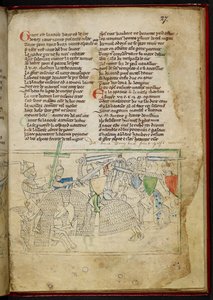 Lansdowne 782 f.27r Bitwa konnych rycerzy, z „Chanson d