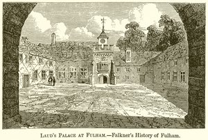 Pałac Jutrzni w Fulham.--Falkners Historia Fulham autorstwa English School