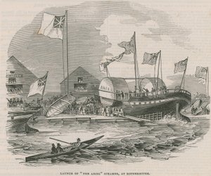 Uruchomienie parowca Ariel w Rotherhithe autorstwa English School