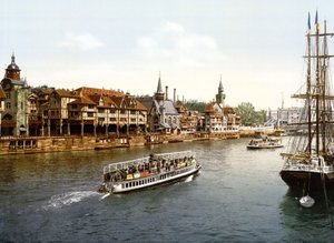 Stary Paryż, widok na Sekwanę, Paryż (zdjęcie ręcznie kolorowane) autorstwa English School