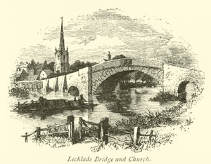 Most i kościół Lechlade autorstwa English School