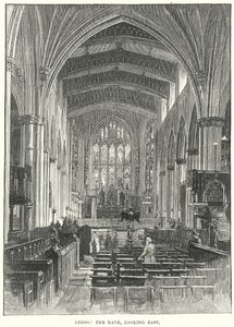 Leeds: Nawa, patrząc na wschód (grawerunek) autorstwa English School