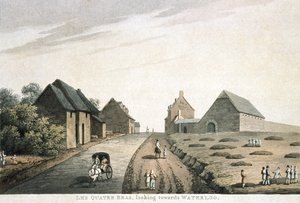 Les Quatre Bras, patrząc w stronę Waterloo, wyd. R. Bowyer autorstwa English School