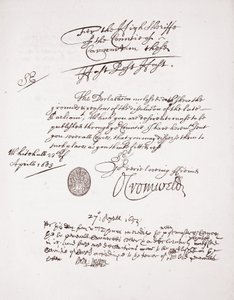 List od Olivera Cromwella, kwiecień 1653 autorstwa English School