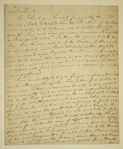 List od William Woodfall (1746-1803) do aktora Johna Quicka (1748–1831) dotyczący korzystnych recenzji Johna Hendersona w Haymarket autorstwa English School