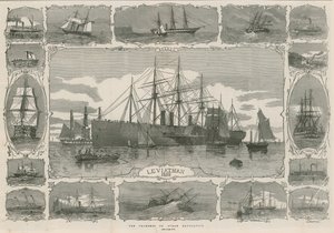 Lewiatan 1858; montaż obrazów pokazujących postępy nawigowania parowego