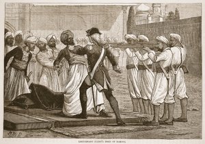 Porucznik Flints Deed of Daring, ilustracja z Cassells Illustrated History of India autorstwa Jamesa Granta, wyd. 1879 autorstwa English School