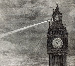 Światło na wieży zegarowej, Houses of Parliament z The Illustrated London News, 16 sierpnia 1873 r. autorstwa English School