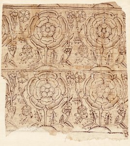 Papier podszewkowy ze wzorem Tudor Rose, ok. 1550 (drewnodruk) autorstwa English School