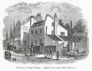 Londyńskie kluby: Hornsey Wood House (grawerunek) autorstwa English School