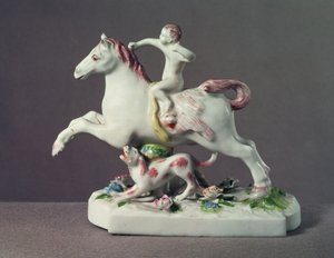 Figura Longton Hall przedstawiająca Kupidyna na koniu, ok. 1755 (porcelana) autorstwa English School