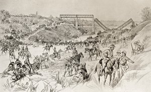 Kolumna Lorda Robertsa przekraczająca Sand River Drift podczas drugiej wojny burskiej, z książki „South Africa and the Transvaal War” Louisa Creswicke, opublikowana w 1900 r. (litho) autorstwa English School