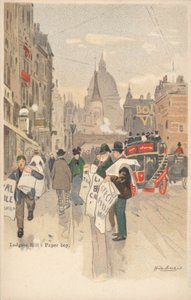 Ludgate Hill, Londyn, chłopiec z papieru autorstwa English School