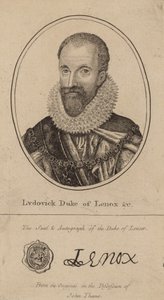 Ludovic książę Lenox; portret i autograf autorstwa English School
