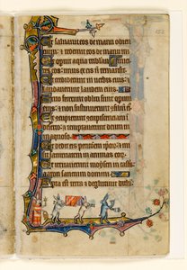 MS 1-2005, k.l. 152r: A Rabbit Funeral Procession, marginalna dekoracja z Psałterza Macclesfielda, Use of Sarum, East Anglia, c.1330 autorstwa English School