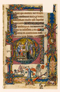 MS 1-2005, k.l. 58r: Saul wysyłający Doega, by zabił kapłanów Noba, historyczny inicjał z Psałterza Macclesfielda, Use of Sarum, East Anglia, c.1330 autorstwa English School